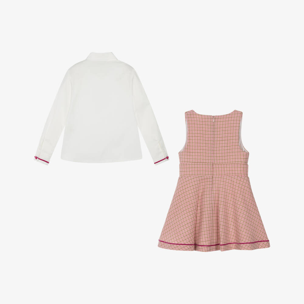 Piccola Speranza-Girls Pink Check Tweed Ensemble | Childrensalon Outlet