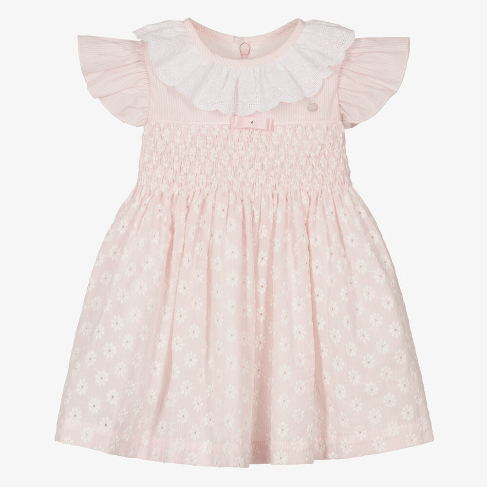 Piccola Speranza - Girls Pink Cotton Embroidered Dress | Childrensalon