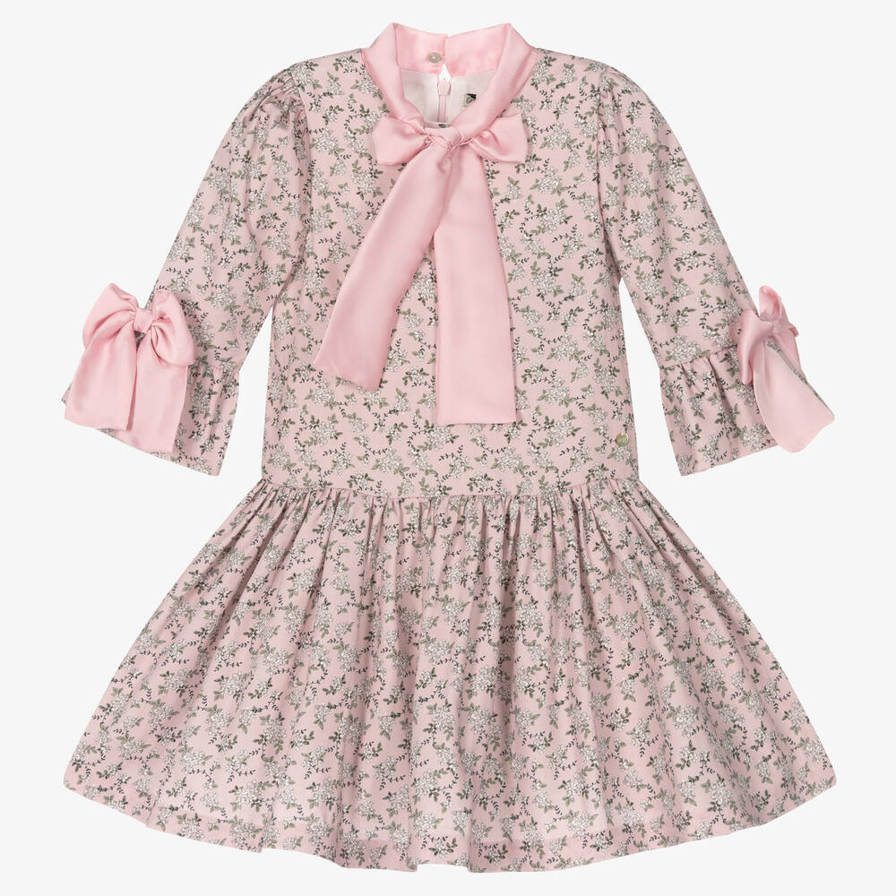 Piccola Speranza - Розовое хлопковое платье в цветочек для девочек | Childrensalon