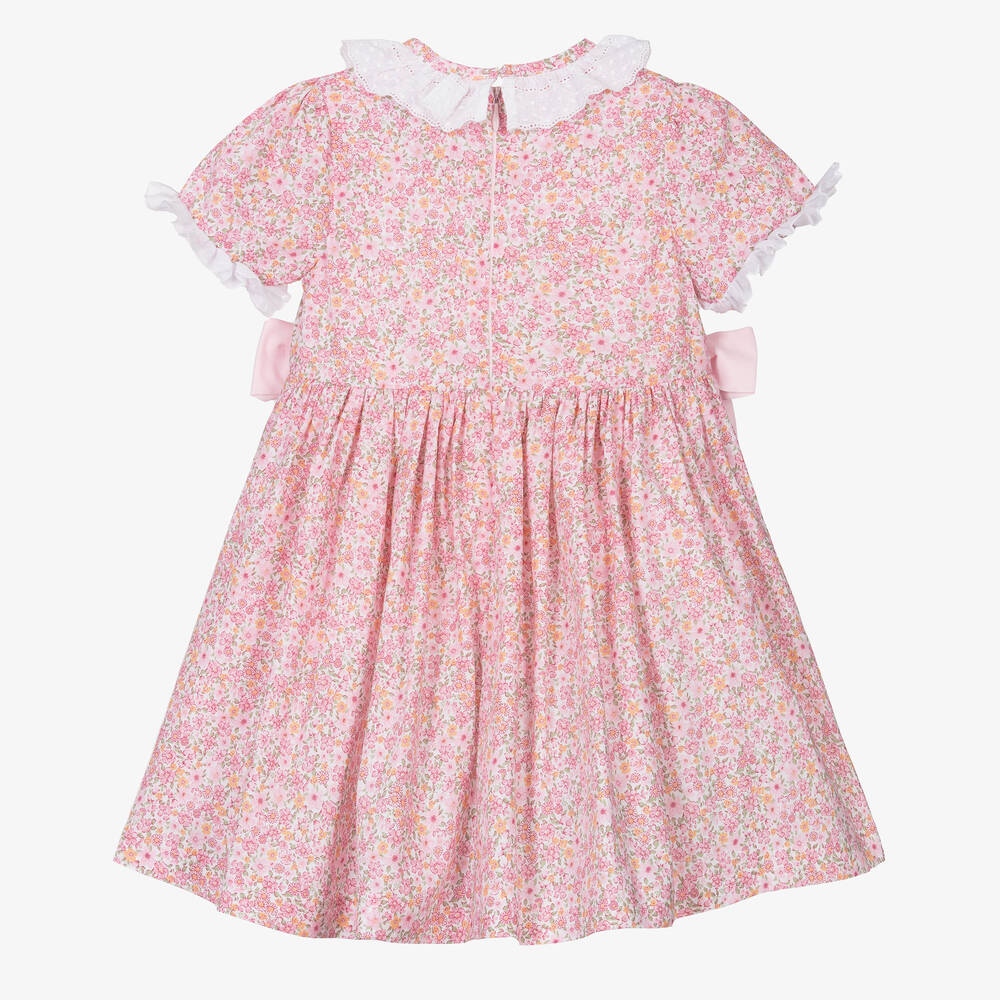 Piccola Speranza-Girls Pink Cotton Floral Print Dress | Childrensalon Outlet