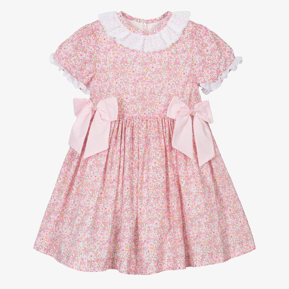 Piccola Speranza - Girls Pink Cotton Floral Print Dress | Childrensalon