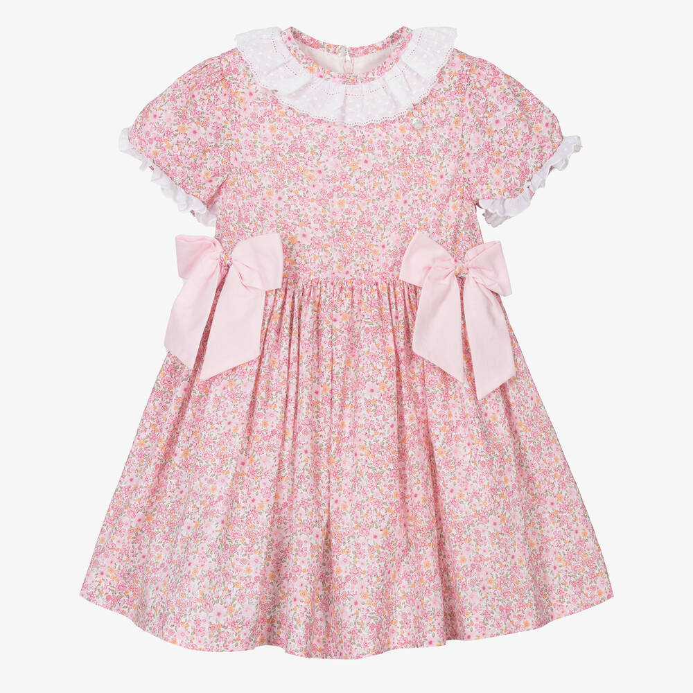 Piccola Speranza-فستان قطن لون زهري بطبعة ورود | Childrensalon Outlet