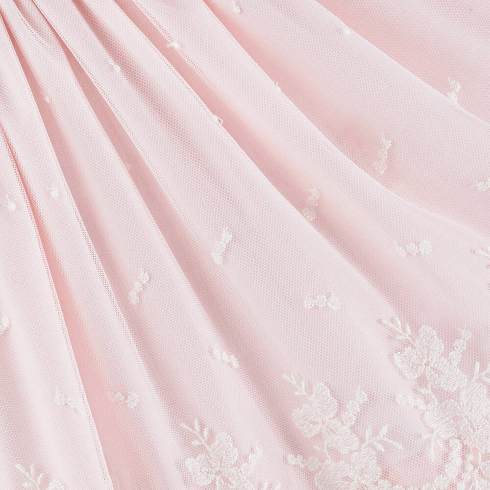 Piccola Speranza-Girls Pink Embroidered Tulle Dress | Childrensalon Outlet