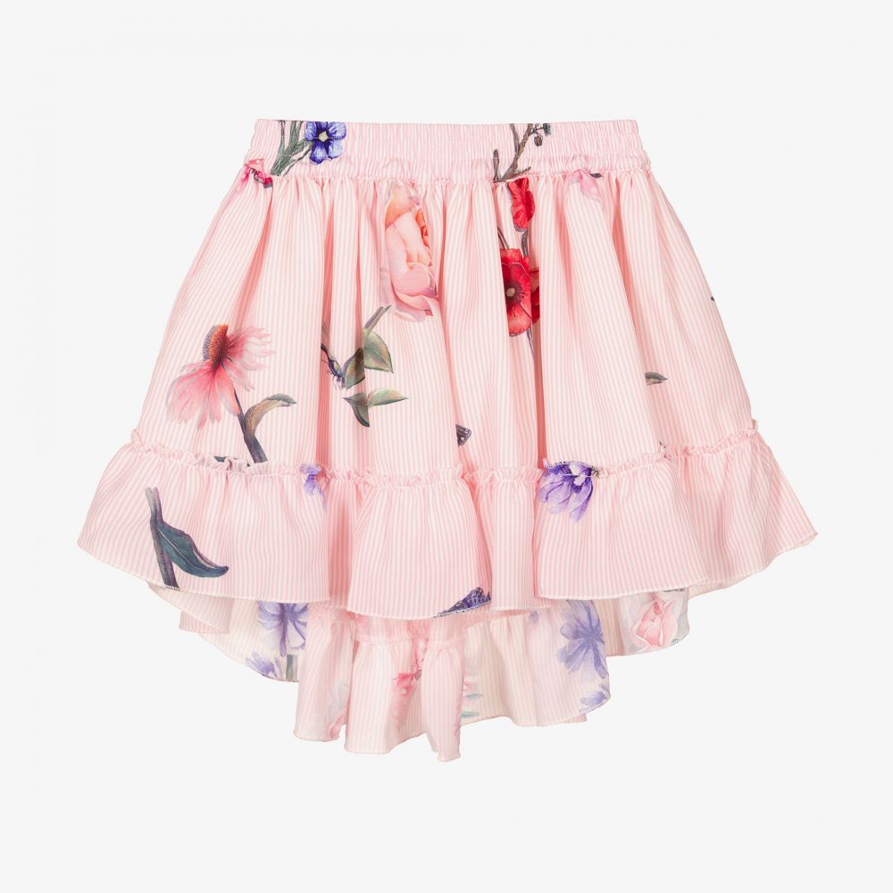 Piccola Speranza - Girls Pink Floral Crêpe Skirt | Childrensalon