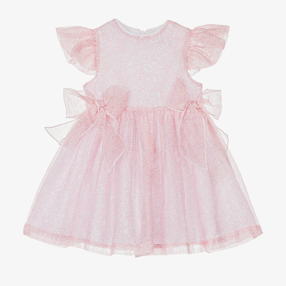 Piccola Speranza-Girls Pink Floral Dress  | Childrensalon Outlet
