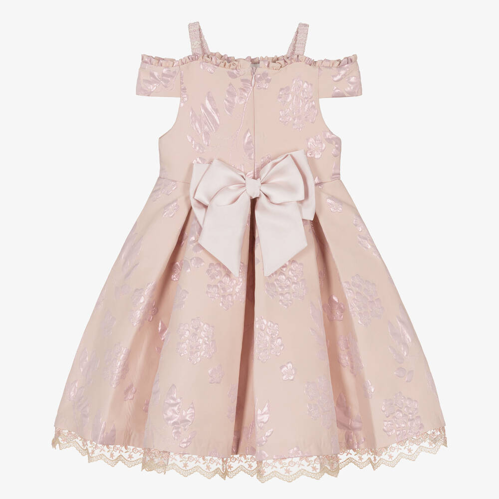 بيكولا سبيرانزا-فستان جاكارد لون زهري بطبعة ورود | Childrensalon Outlet