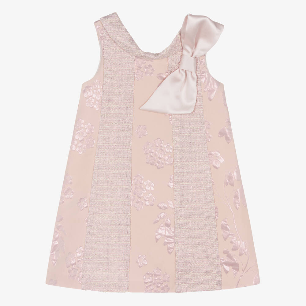 Piccola Speranza - Robe rose jacquard et tweed fleurs | Childrensalon