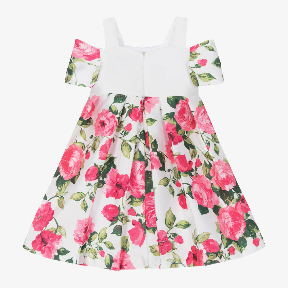 Piccola Speranza-Girls Pink Floral Satin Dress | Childrensalon Outlet