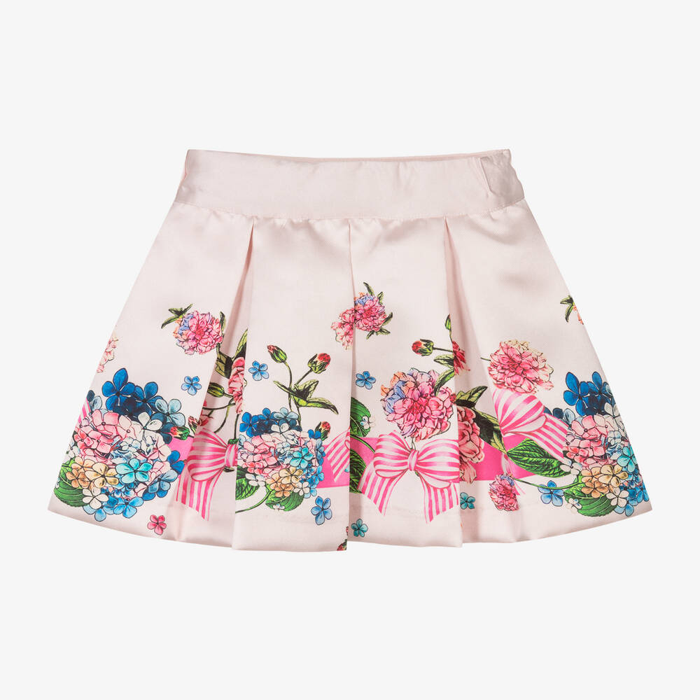 Piccola Speranza - Girls Pink Floral Satin Skirt | Childrensalon