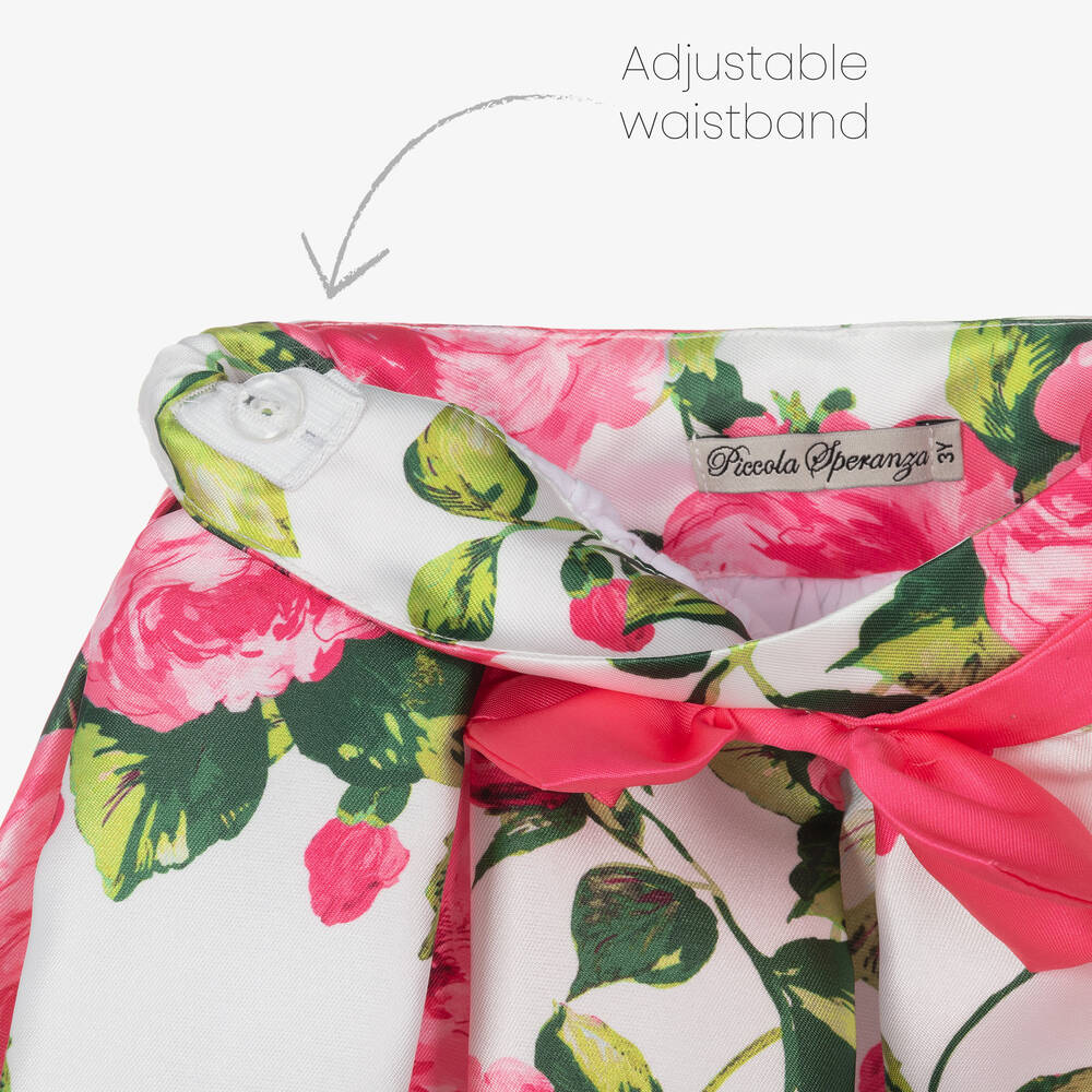 Piccola Speranza-Girls Pink Floral Satin Skirt | Childrensalon Outlet
