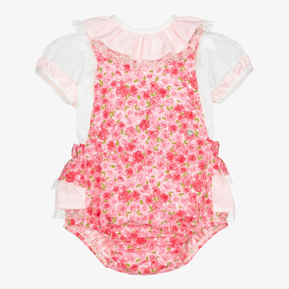 Piccola Speranza-Girls Pink Floral Shortie Set | Childrensalon Outlet