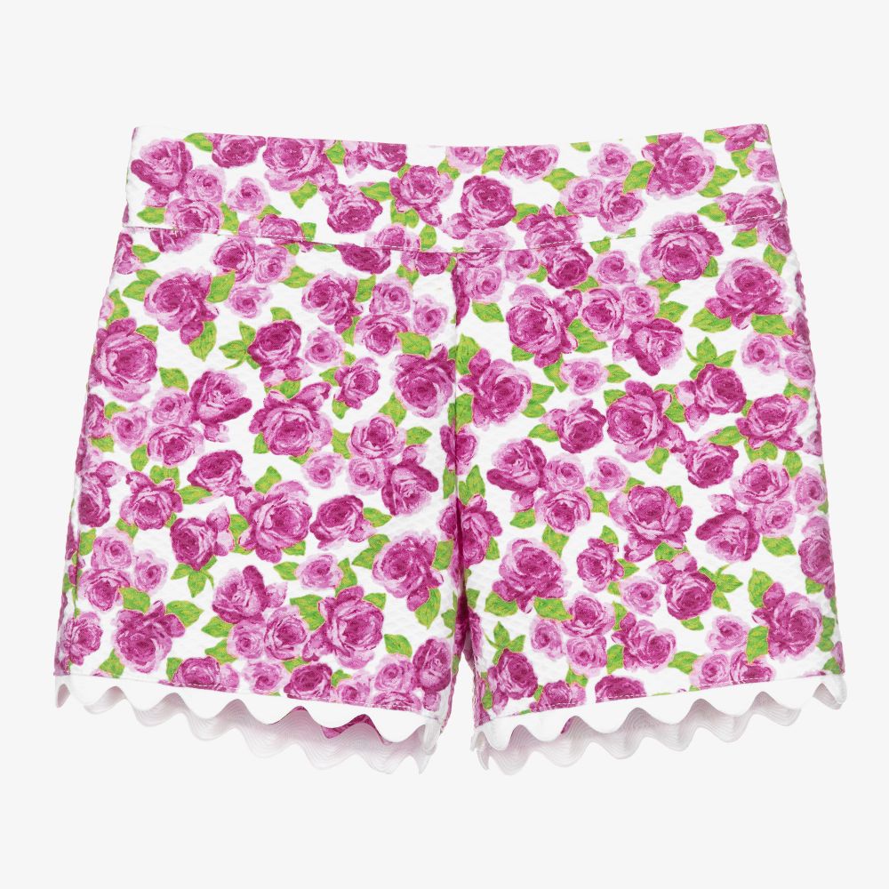 Piccola Speranza - Girls Pink Floral Shorts | Childrensalon