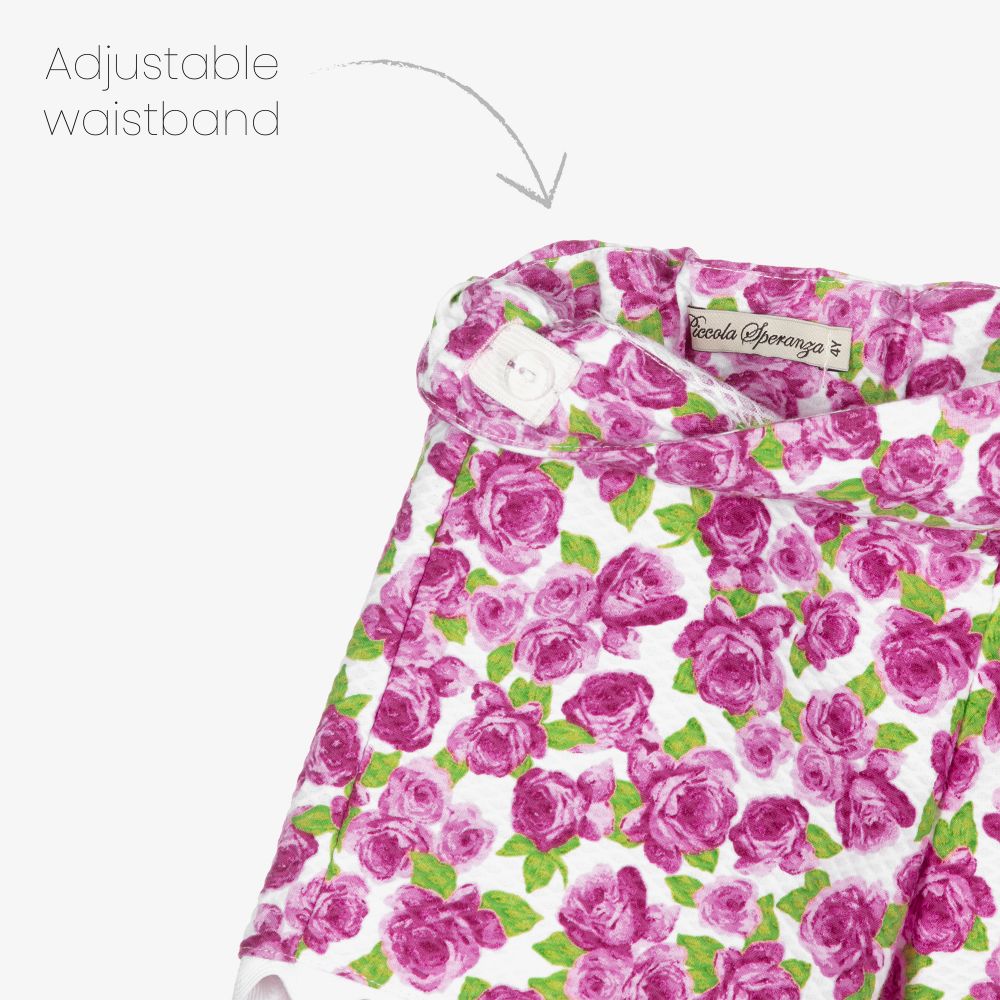 Piccola Speranza-Girls Pink Floral Shorts | Childrensalon Outlet