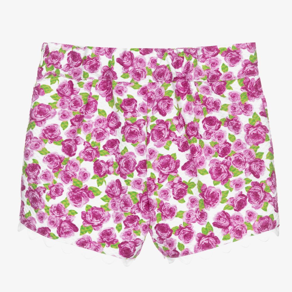 Piccola Speranza-Girls Pink Floral Shorts | Childrensalon Outlet