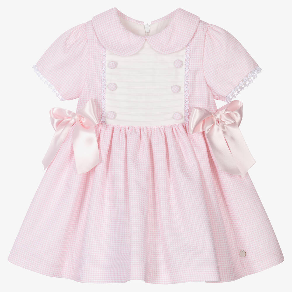 Piccola Speranza-Girls Pink Gingham Patterned Dress | Childrensalon Outlet