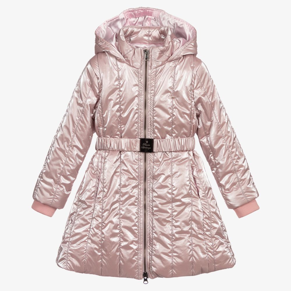 Piccola Speranza - Girls Pink Hooded Coat | Childrensalon