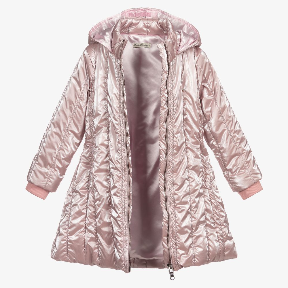 Piccola Speranza-Girls Pink Hooded Coat | Childrensalon Outlet