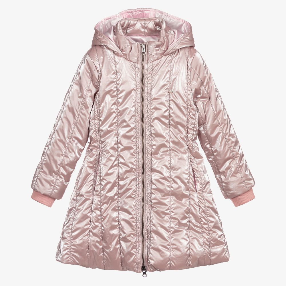 Piccola Speranza-Girls Pink Hooded Coat | Childrensalon Outlet