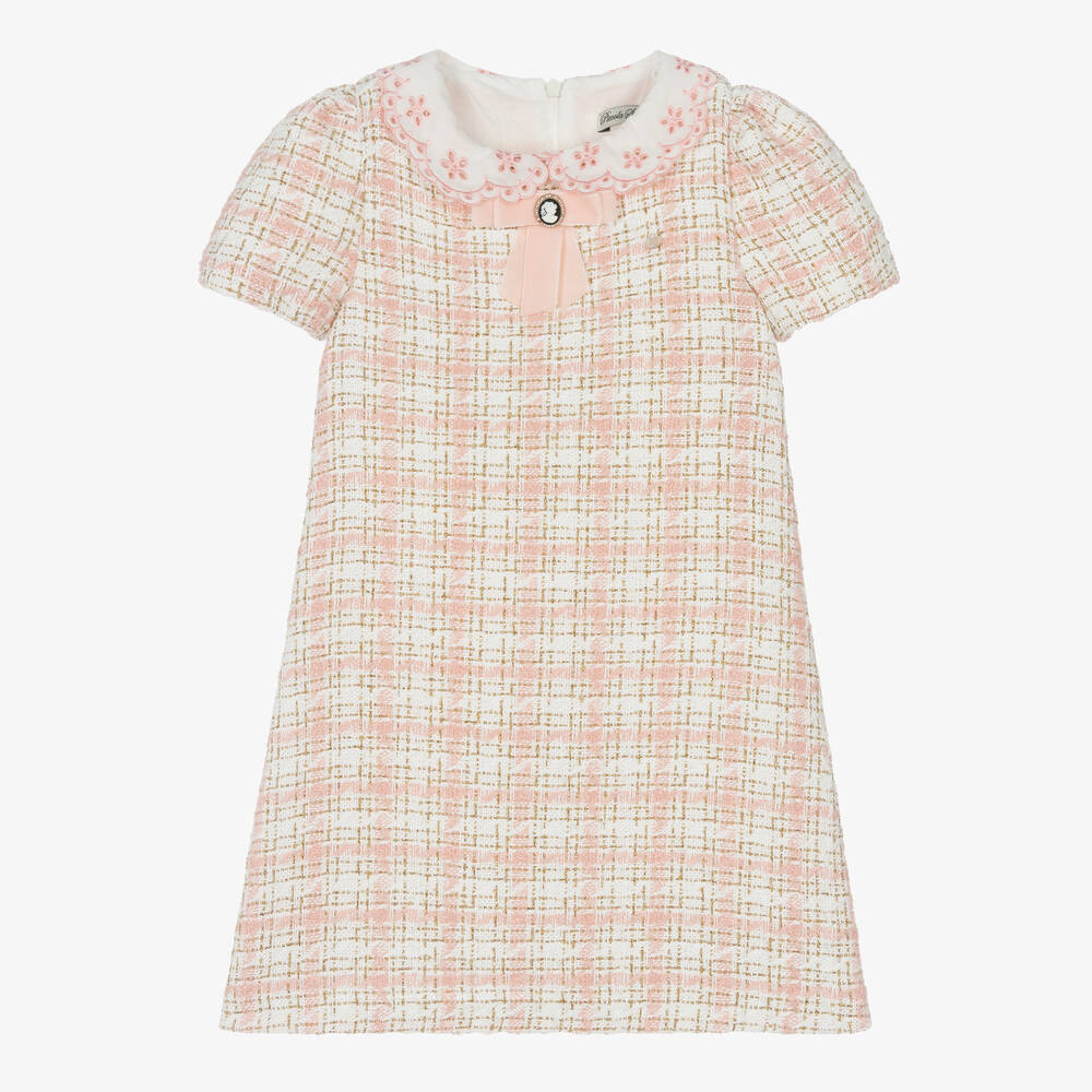 Piccola Speranza - Girls Pink & Ivory Tweed Dress | Childrensalon