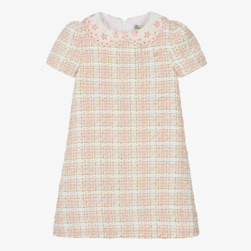 Piccola Speranza-Girls Pink & Ivory Tweed Dress | Childrensalon Outlet