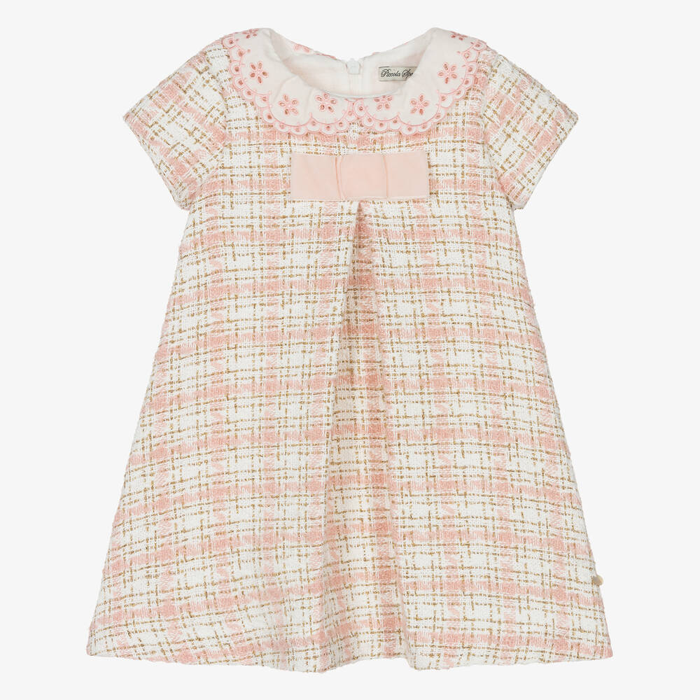 Piccola Speranza - Girls Pink & Ivory Tweed Dress | Childrensalon
