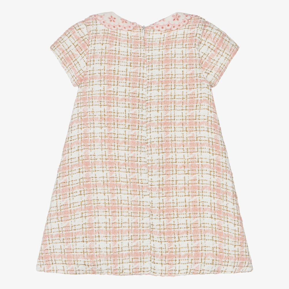 Piccola Speranza-فستان تويد لون زهري وعاجي | Childrensalon Outlet