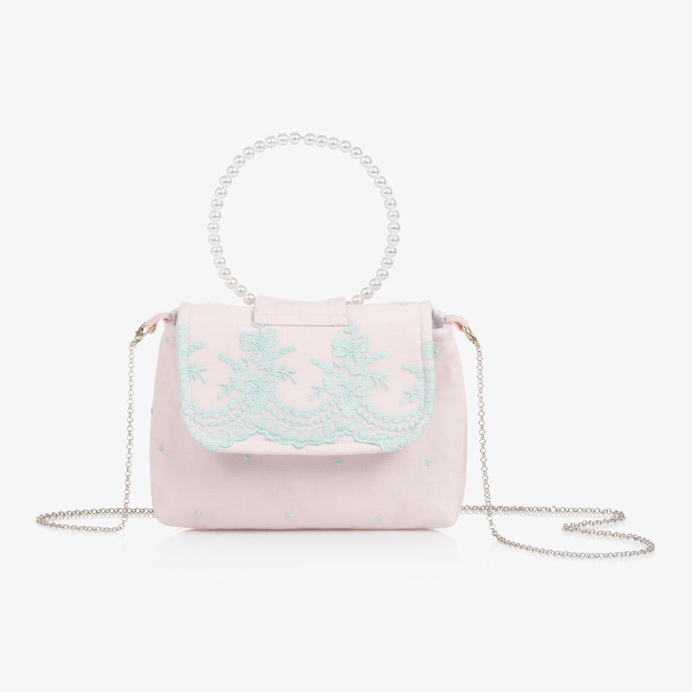 Piccola Speranza-Girls Pink Lace & Tulle Handbag (18cm) | Childrensalon Outlet