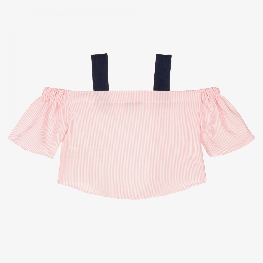 Piccola Speranza-Girls Pink Off-Shoulder Blouse | Childrensalon Outlet