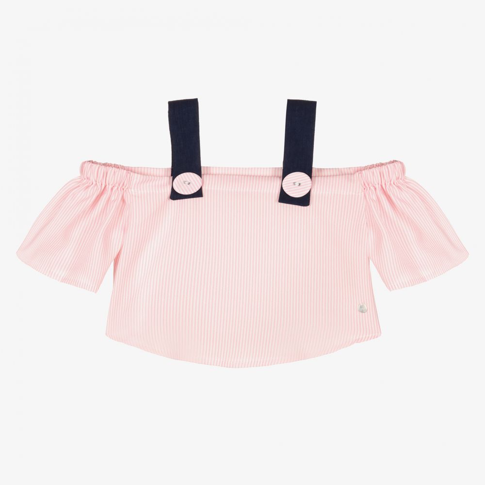 Piccola Speranza - Girls Pink Off-Shoulder Blouse | Childrensalon