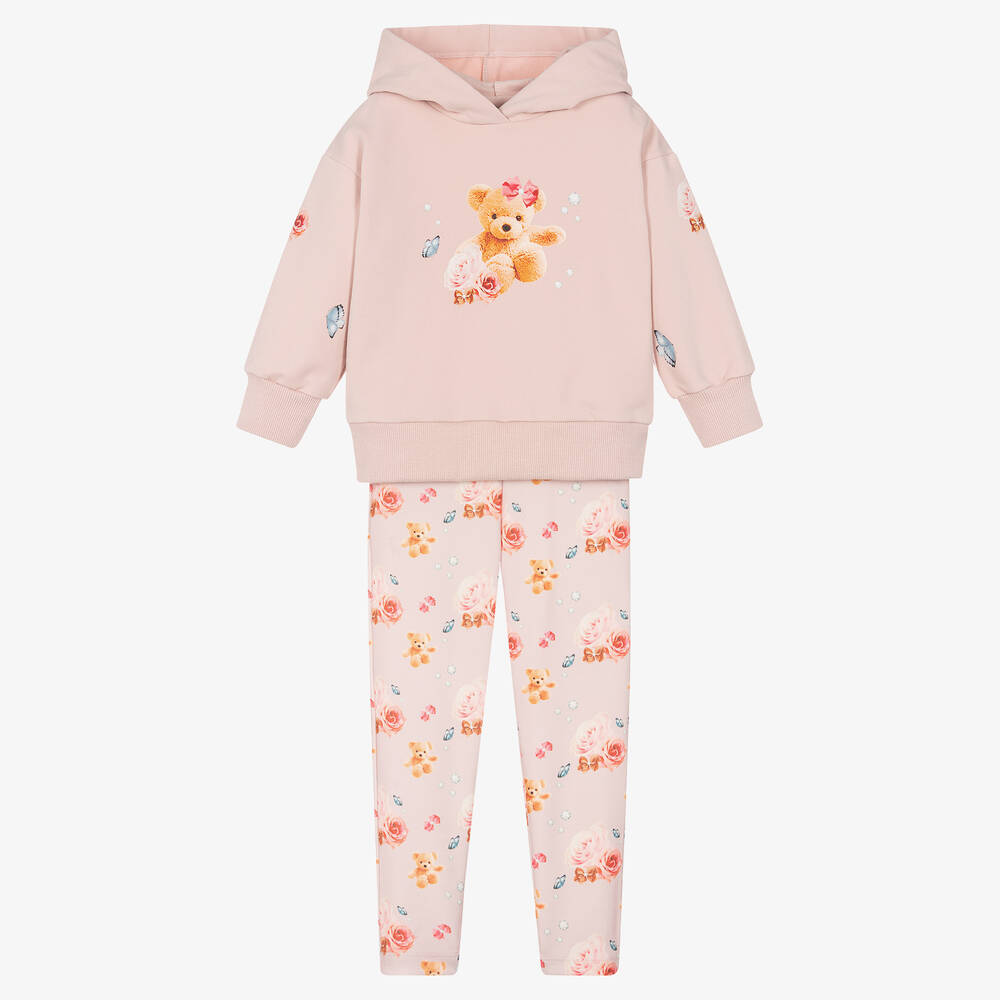 Piccola Speranza-Розовый топ с медвежонком и легинсы | Childrensalon Outlet