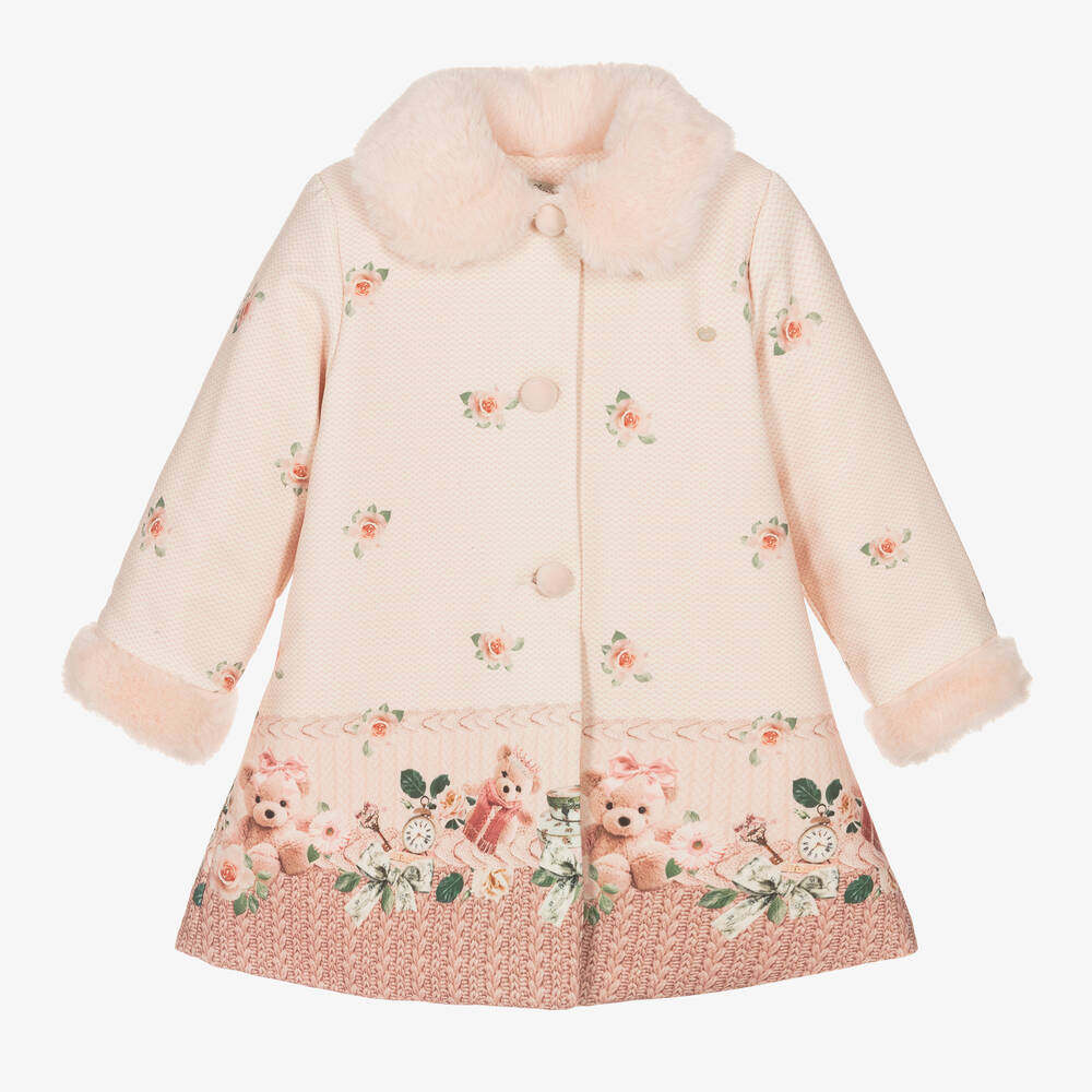 Piccola Speranza - Розовое пальто с розами и медвежатами | Childrensalon