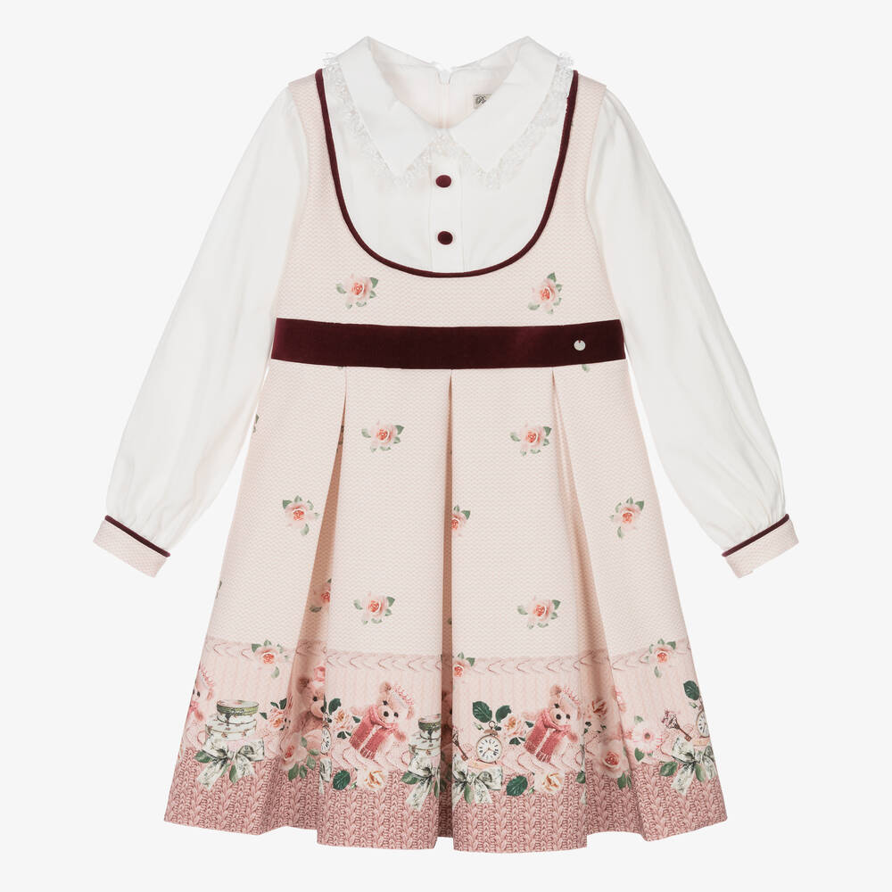 Piccola Speranza - Rosa Kleid mit Rosen und Bären | Childrensalon