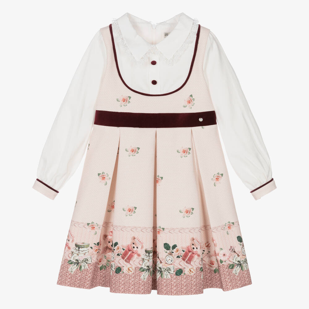Piccola Speranza-Розовое платье с розами и медвежатами | Childrensalon Outlet