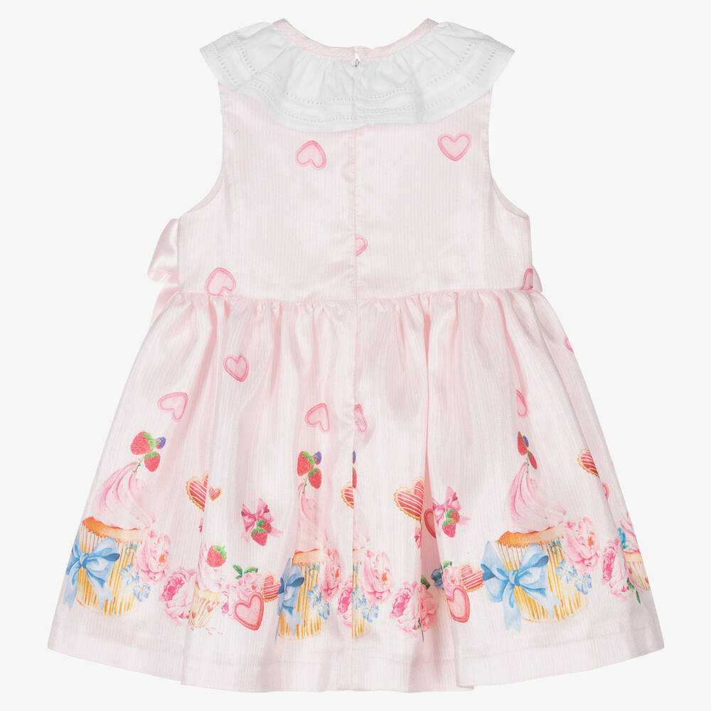 Piccola Speranza-فستان ساتان تويل لون زهري بطبعة ورود | Childrensalon Outlet