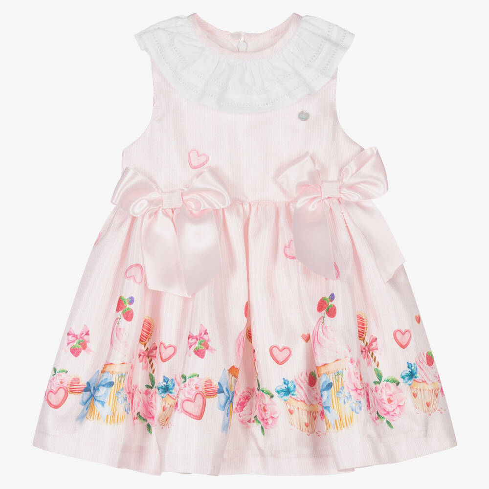 Piccola Speranza - Girls Pink Satin Floral Cupcake Dress | Childrensalon