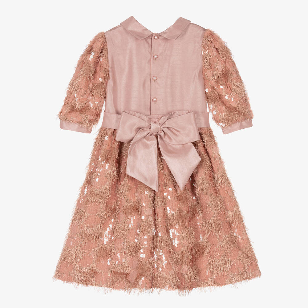 Piccola Speranza-Girls Pink Satin & Sequin Dress | Childrensalon Outlet