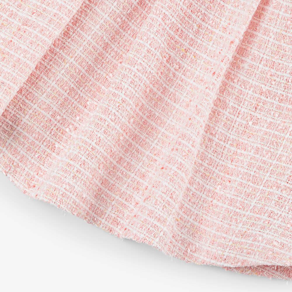 Piccola Speranza-Girls Pink Sparkly Tweed Dress with Satin Bow | Childrensalon Outlet