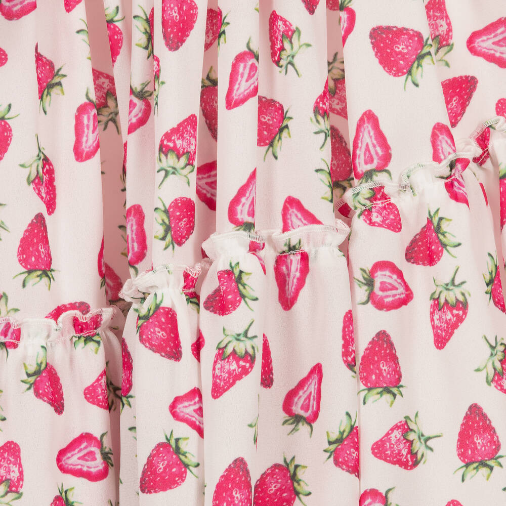 Piccola Speranza-Girls Pink Strawberry Chiffon Dress | Childrensalon Outlet