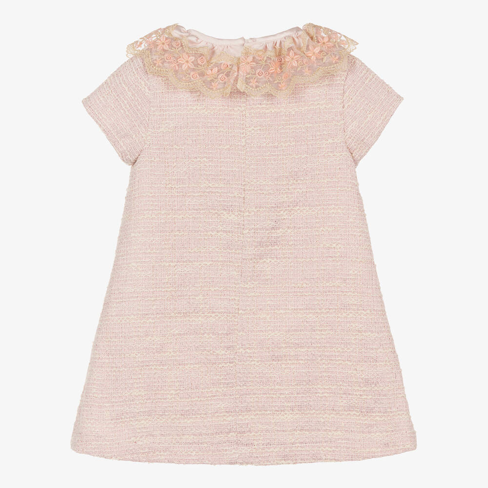 Piccola Speranza-Girls Pink Tweed Bow Dress | Childrensalon Outlet