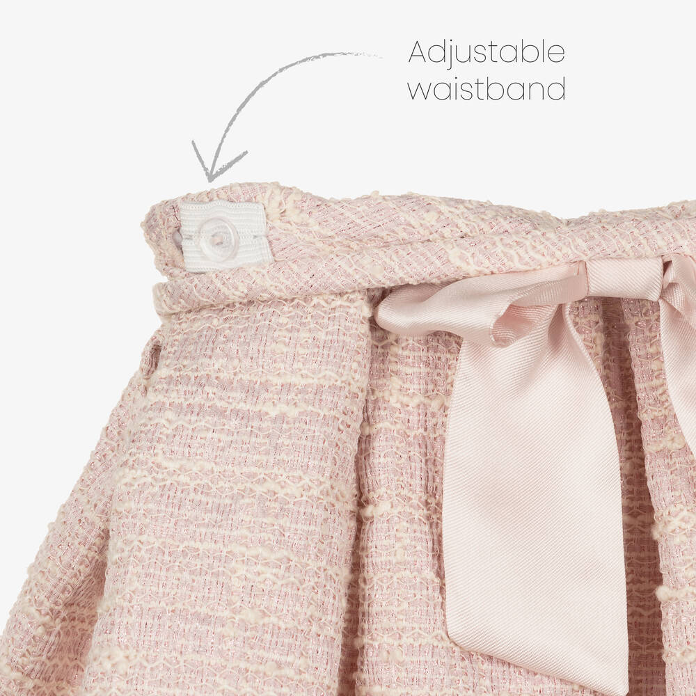 Piccola Speranza-Girls Pink Tweed Bow Skirt | Childrensalon Outlet