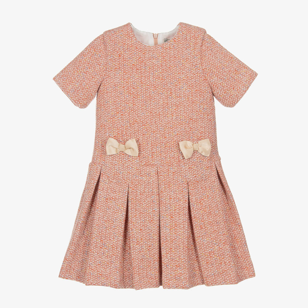 Piccola Speranza - Girls Pink Tweed Pleated Dress  | Childrensalon