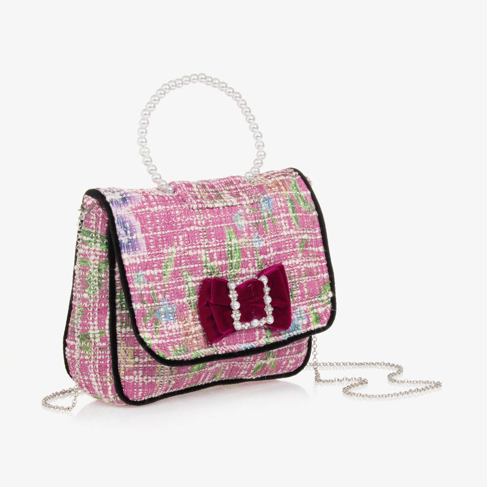 Piccola Speranza-Girls Pink Tweed Shoulder Bag | Childrensalon Outlet