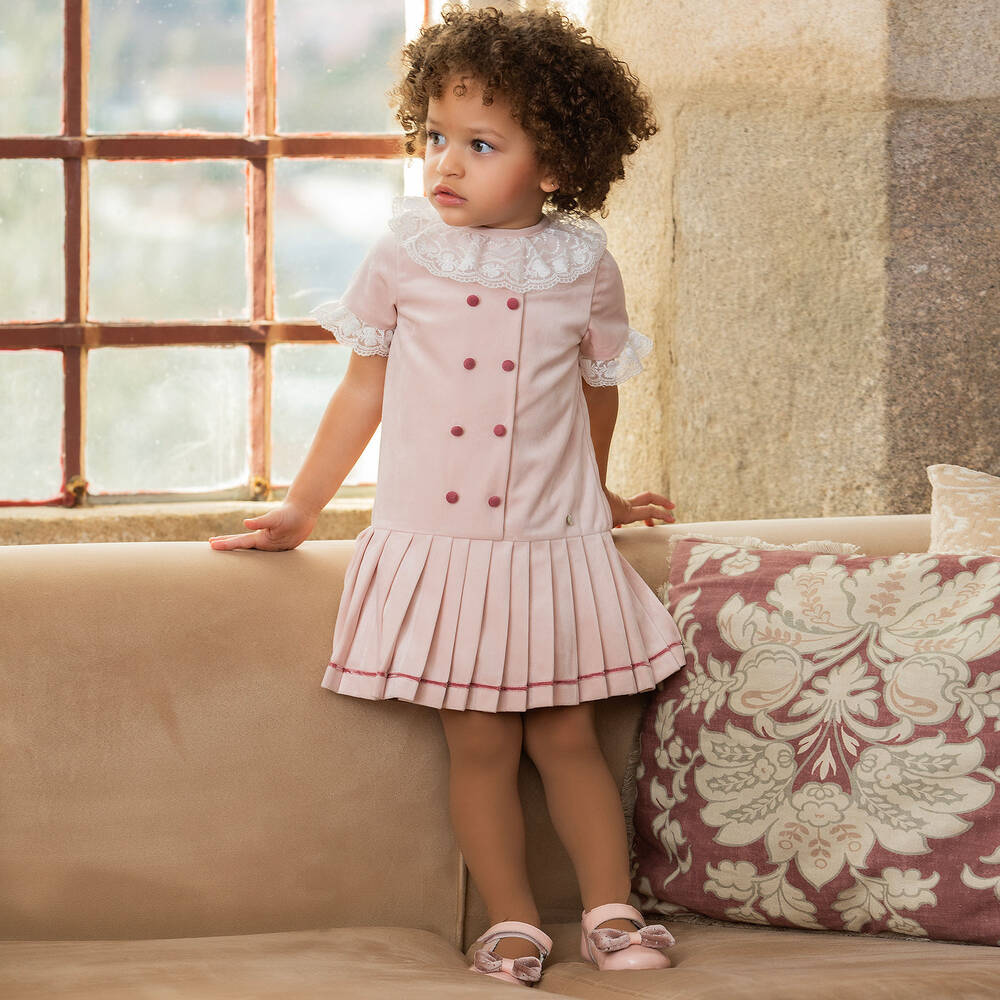 Girls pink discount velvet dress