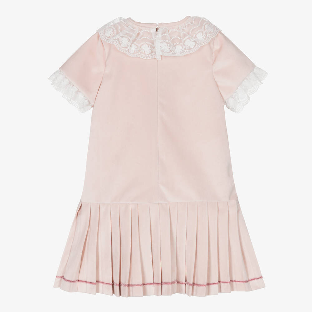 Piccola Speranza-Розовое бархатное плиссированное платье | Childrensalon Outlet