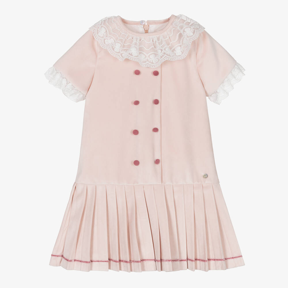 Piccola Speranza-Розовое бархатное плиссированное платье | Childrensalon Outlet