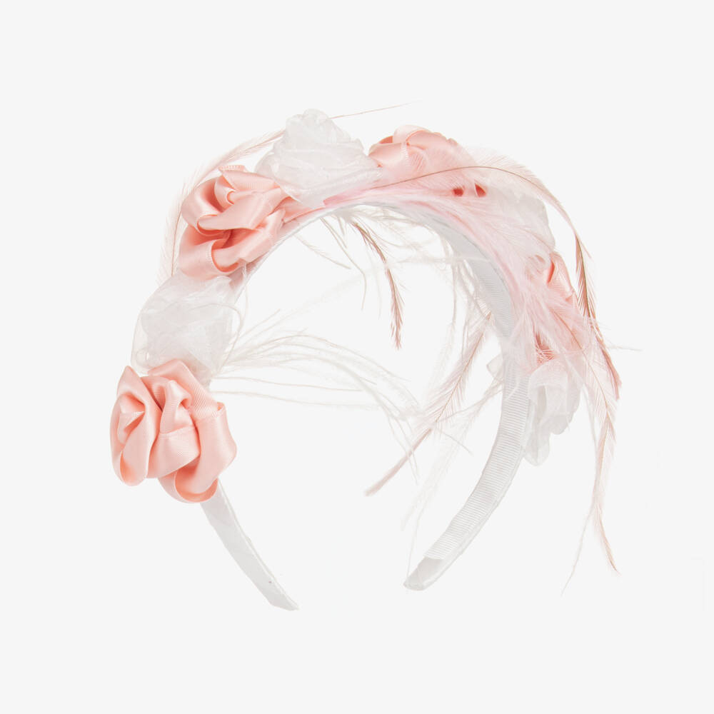 Piccola Speranza-Girls Pink & White Floral Headband | Childrensalon Outlet