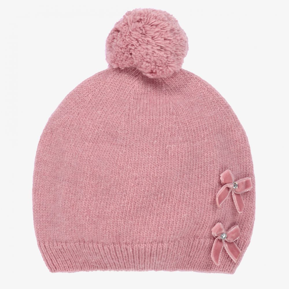Piccola Speranza - Girls Pink Wool Beanie Hat | Childrensalon