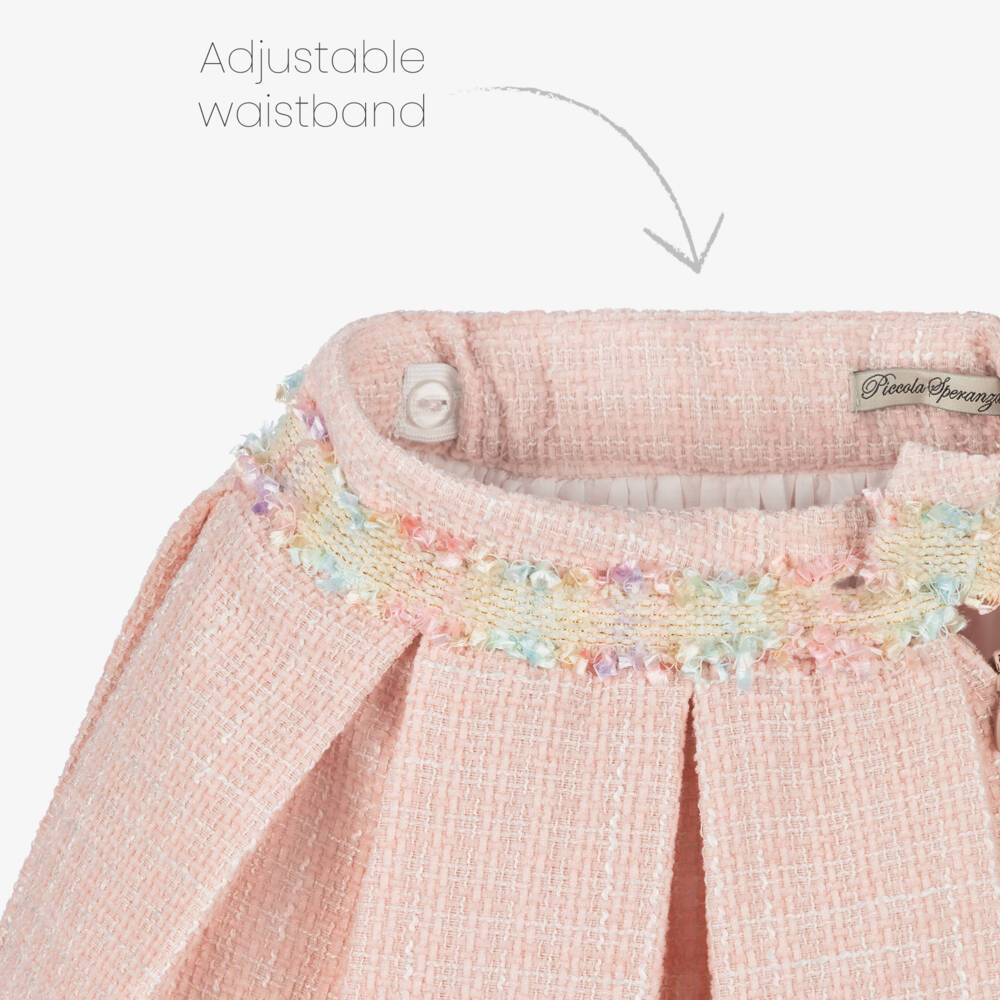 Piccola Speranza-تنورة بكسرات تويد لون زهري | Childrensalon Outlet