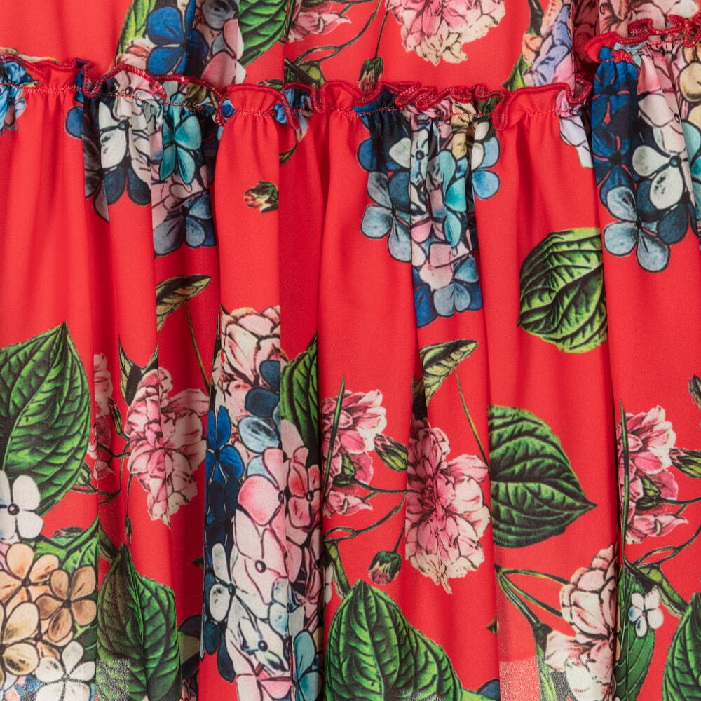 Piccola Speranza-Girls Red Floral Chiffon Dress | Childrensalon Outlet