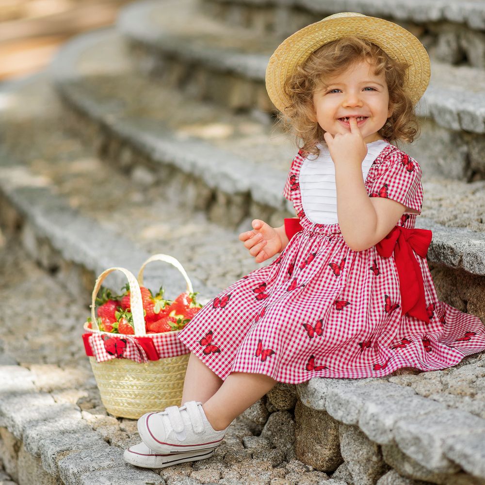 Piccola Speranza Girls Red Gingham Dress Childrensalon Outlet